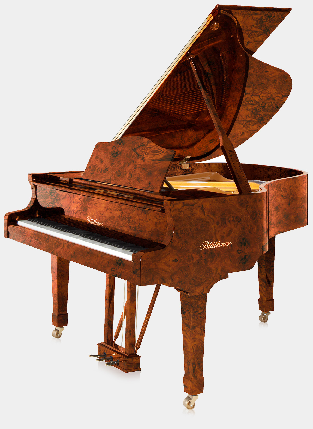 Blüthner Model 10 piano in Burl Walnut finish