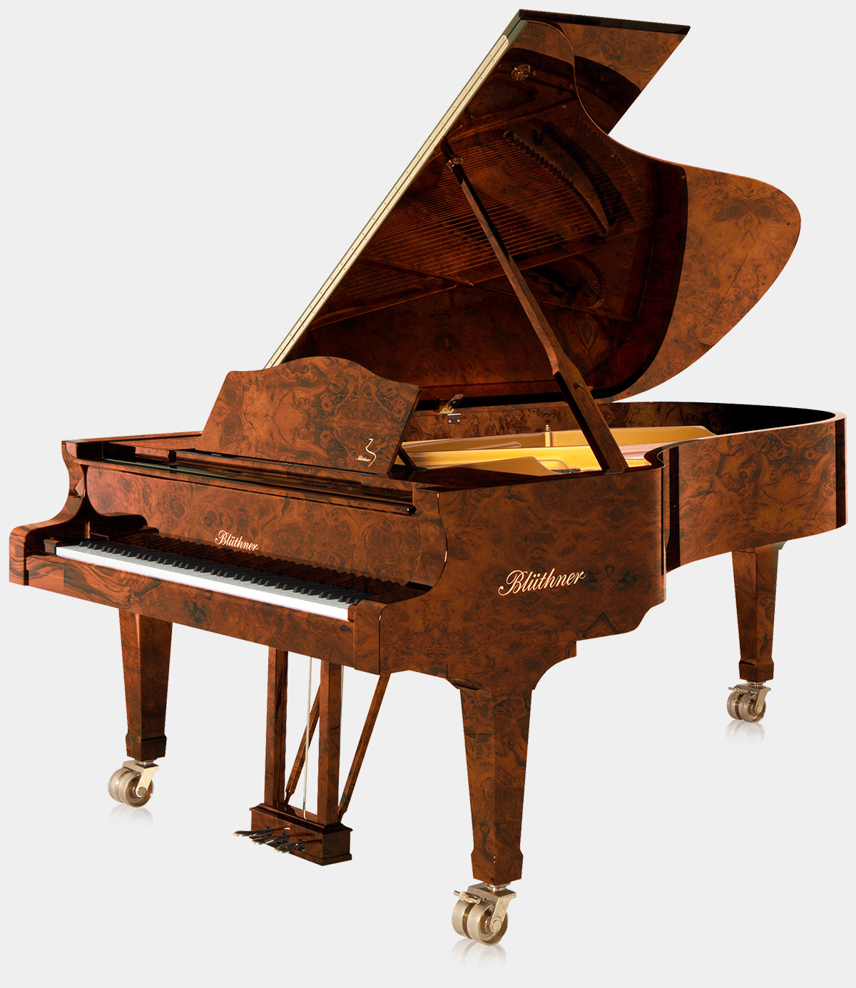 Blüthner Model 2 piano in Burl Walnut finish