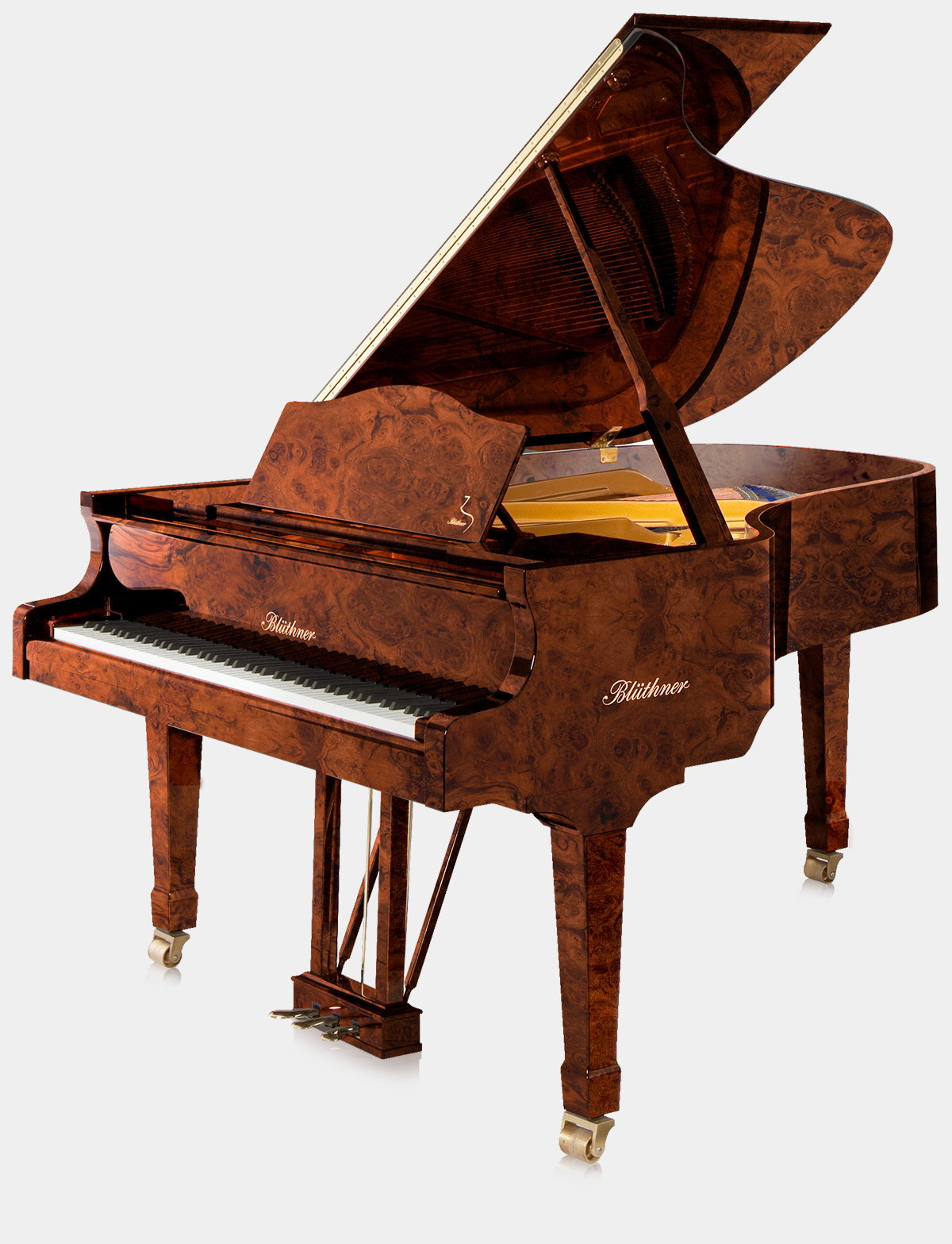 Blüthner Model 6 piano in Burl Walnut finish