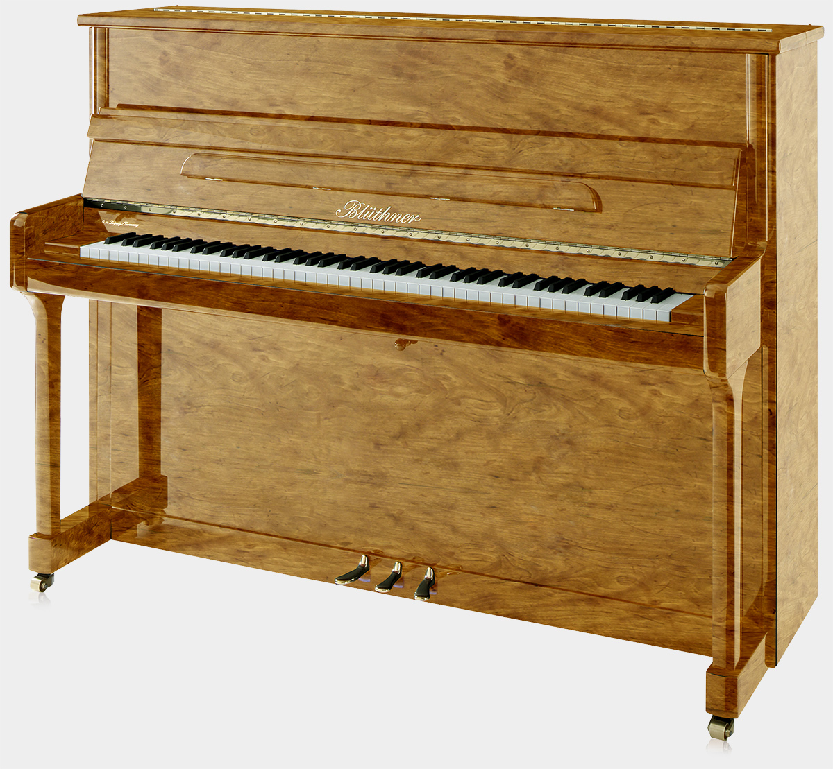 Blüthner Model C piano in Satinwood finish