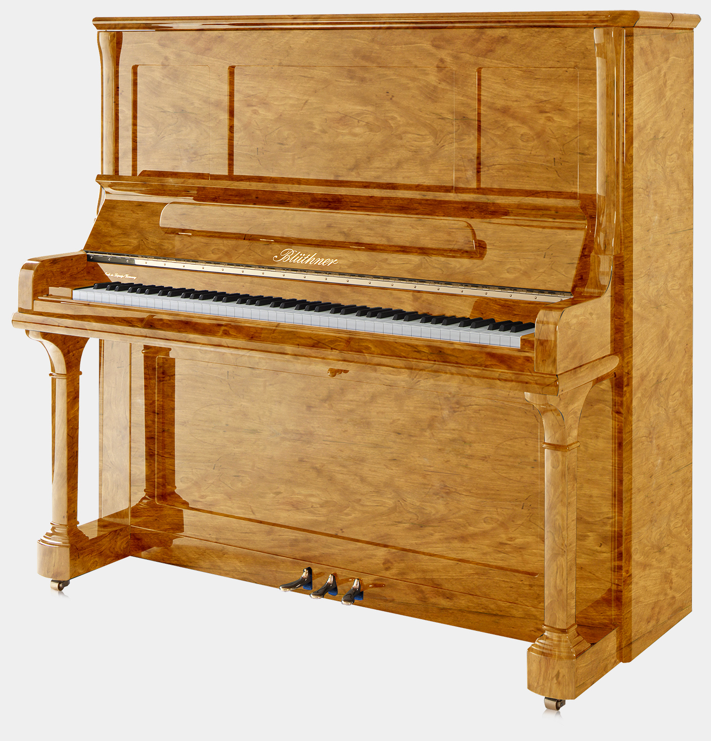 Blüthner Model S piano in Satinwood finish