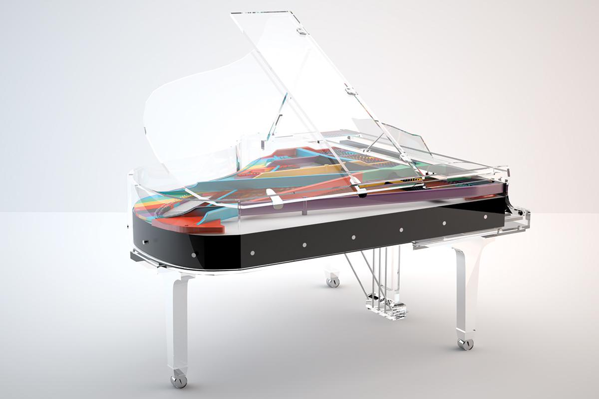 Crystal Elegance piano in rainbow