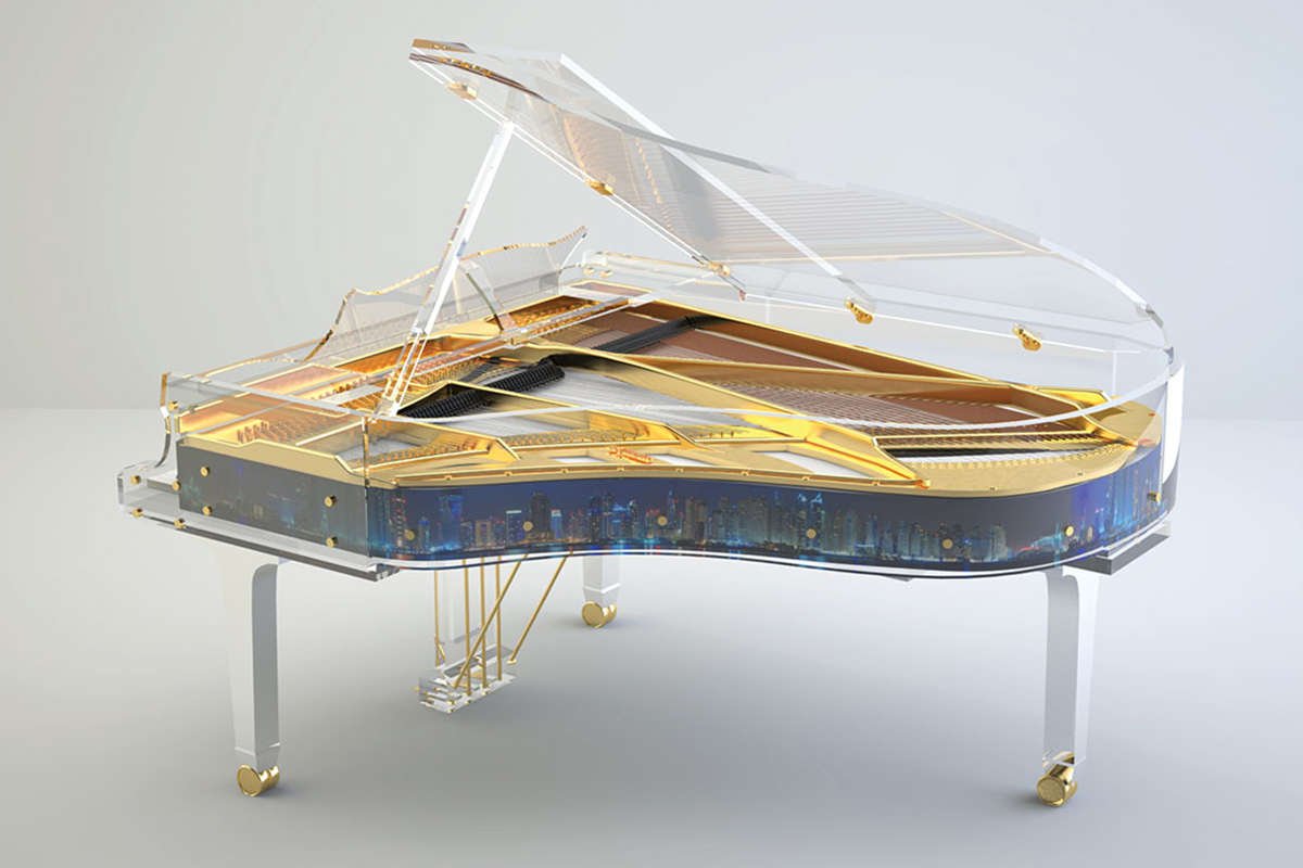 Crystal Elegance piano in white with horses