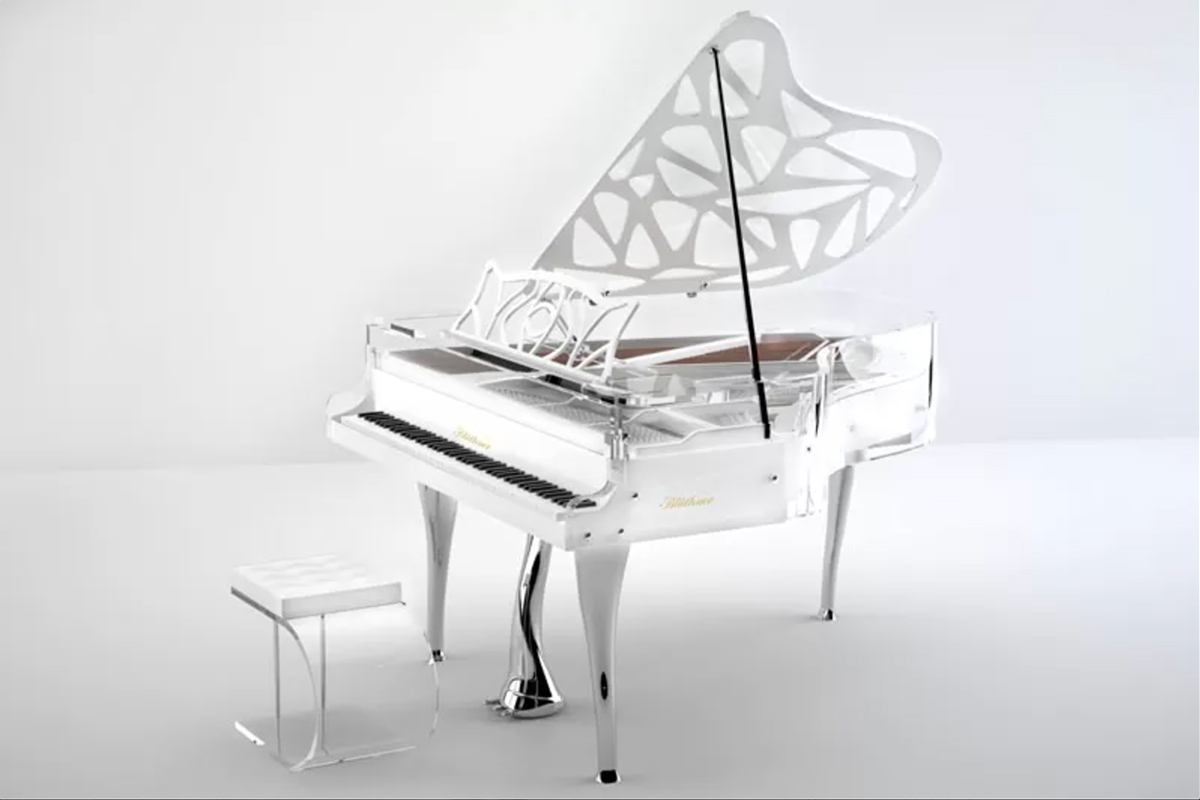 Crystal piano in White