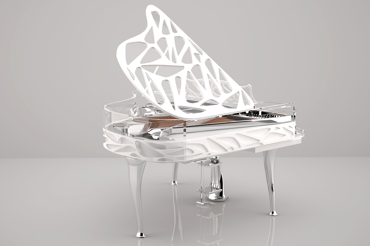 Crystal piano in red