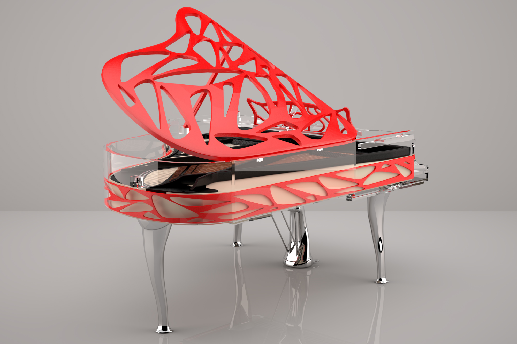 Crystal Edition Hive Piano in red