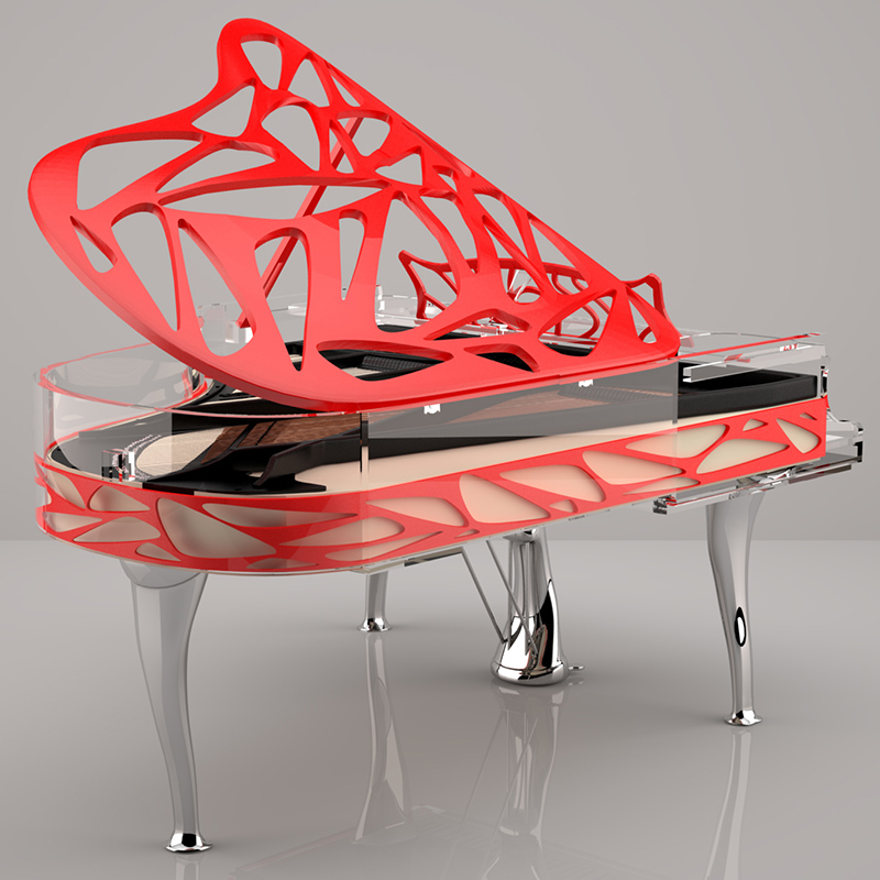 Crystal Edition Hive Piano in red