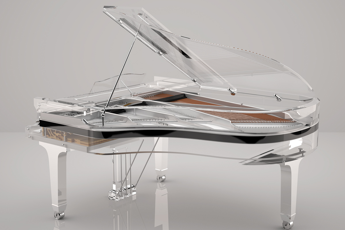 Crystal piano in white