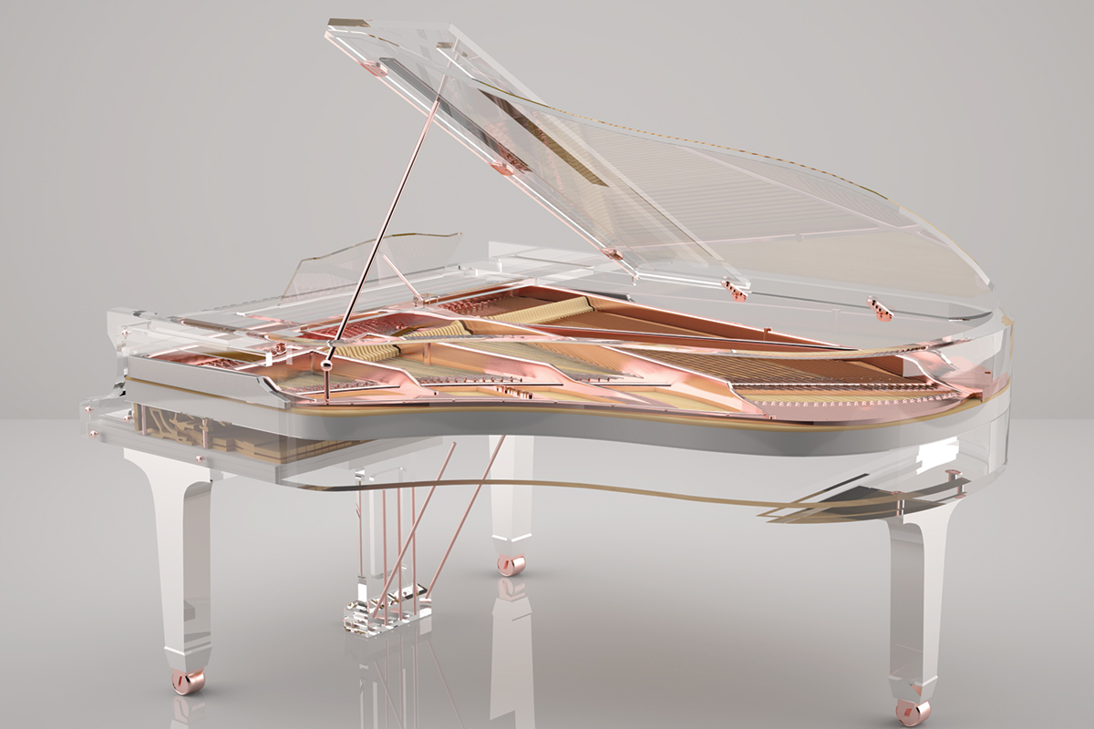 Crystal piano in white