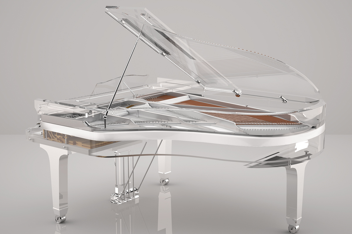 Crystal piano in pure white