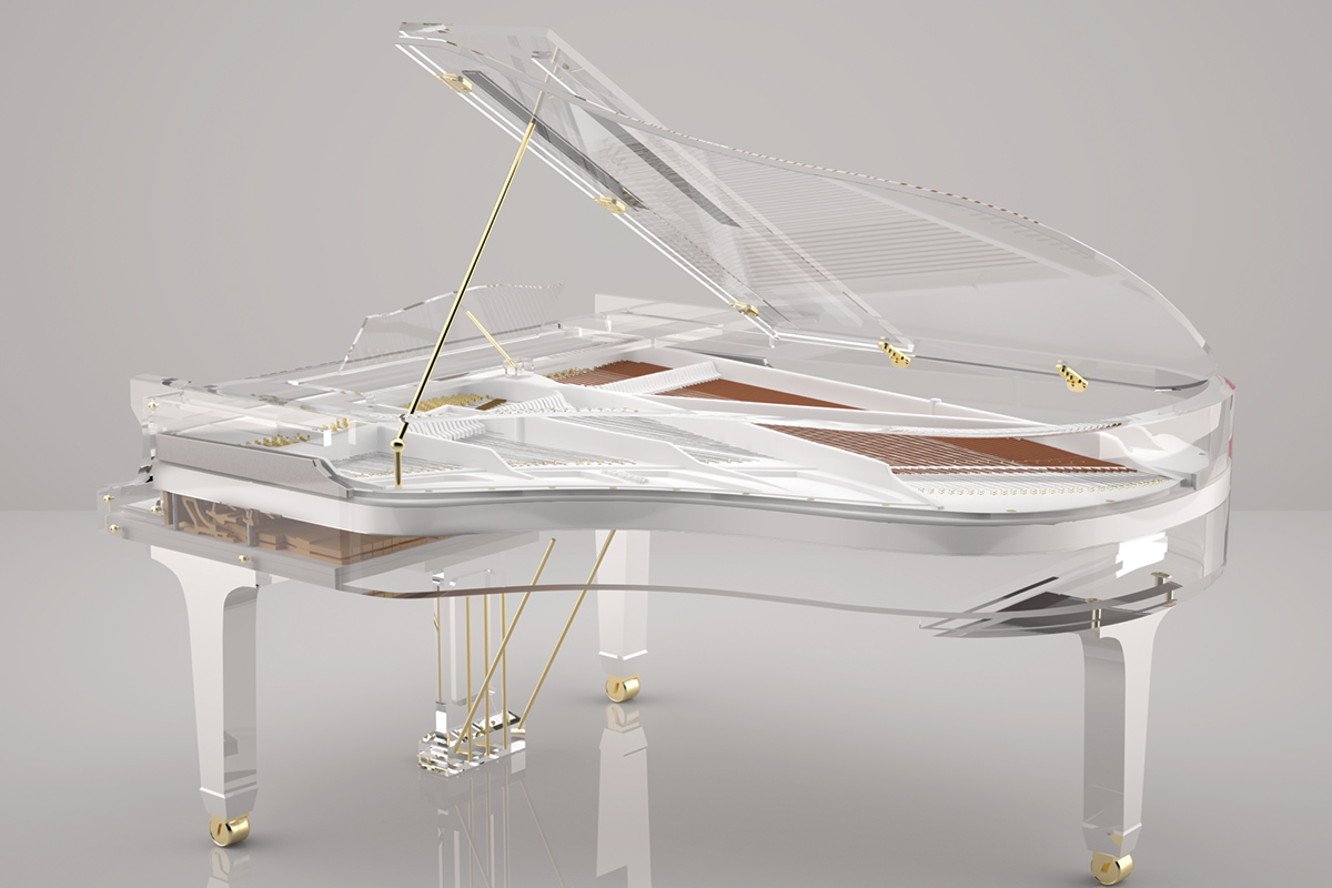 Crystal piano in pure white