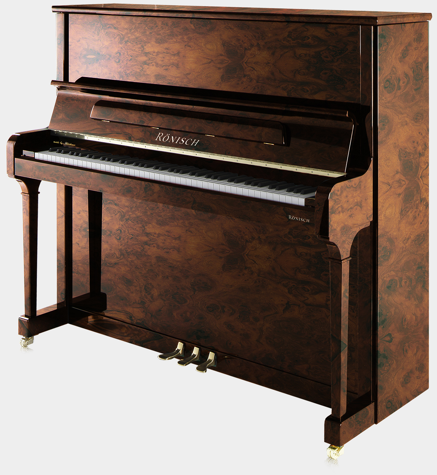 Rönisch 132k piano in Burl Walnut finish