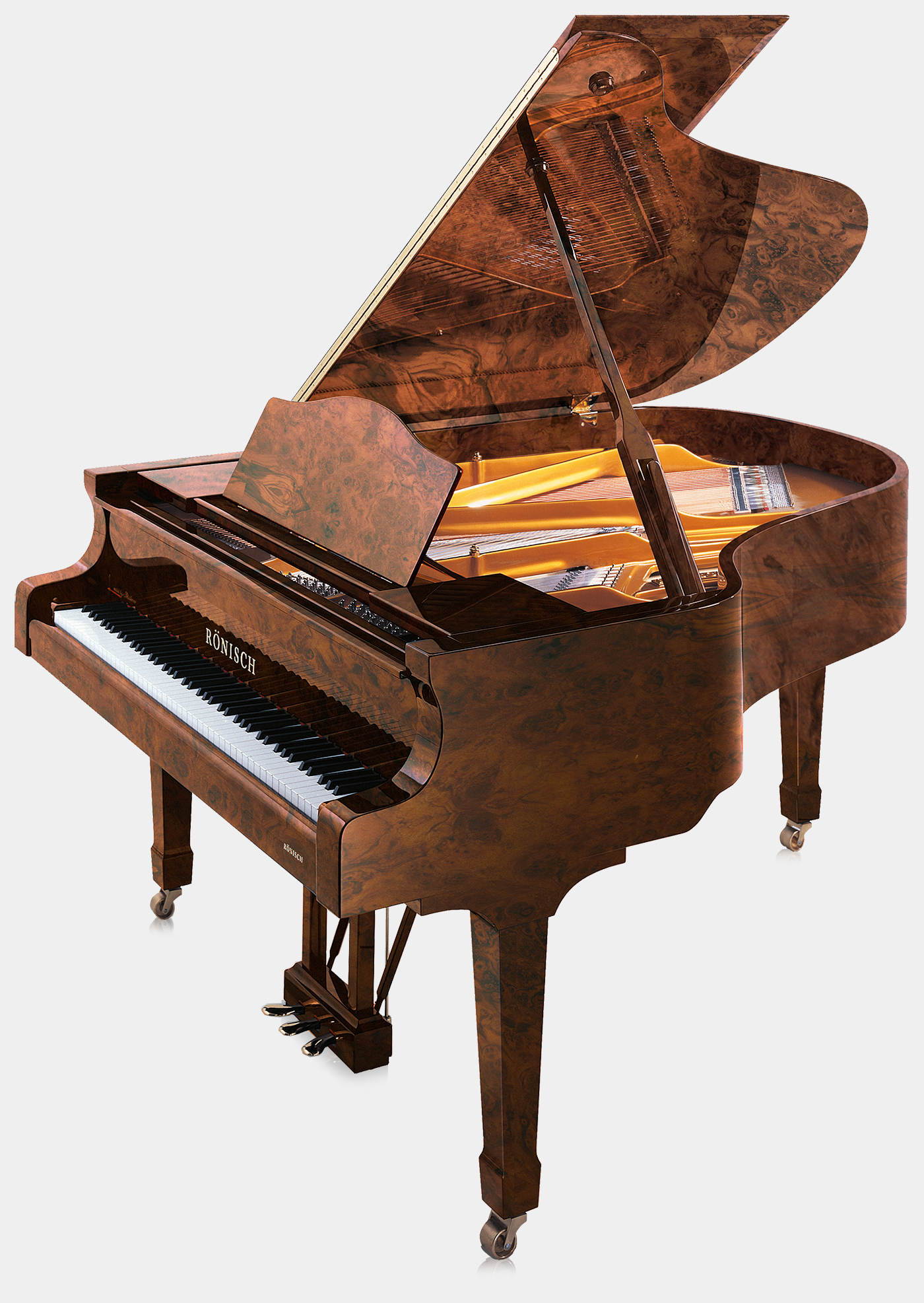 Rönisch 175k piano in Burl Walnut finish