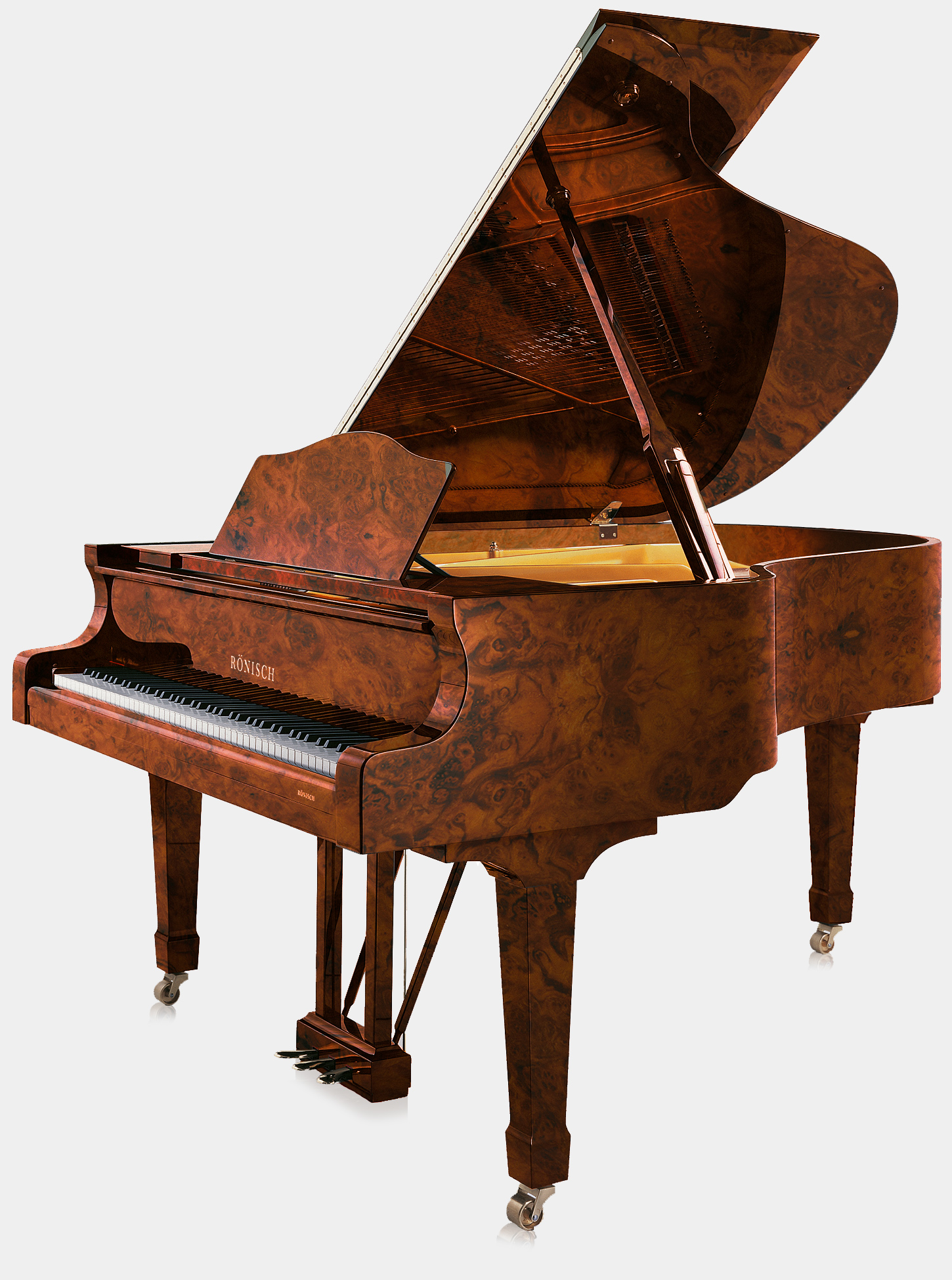 Rönisch 186k piano in Burl Walnut finish