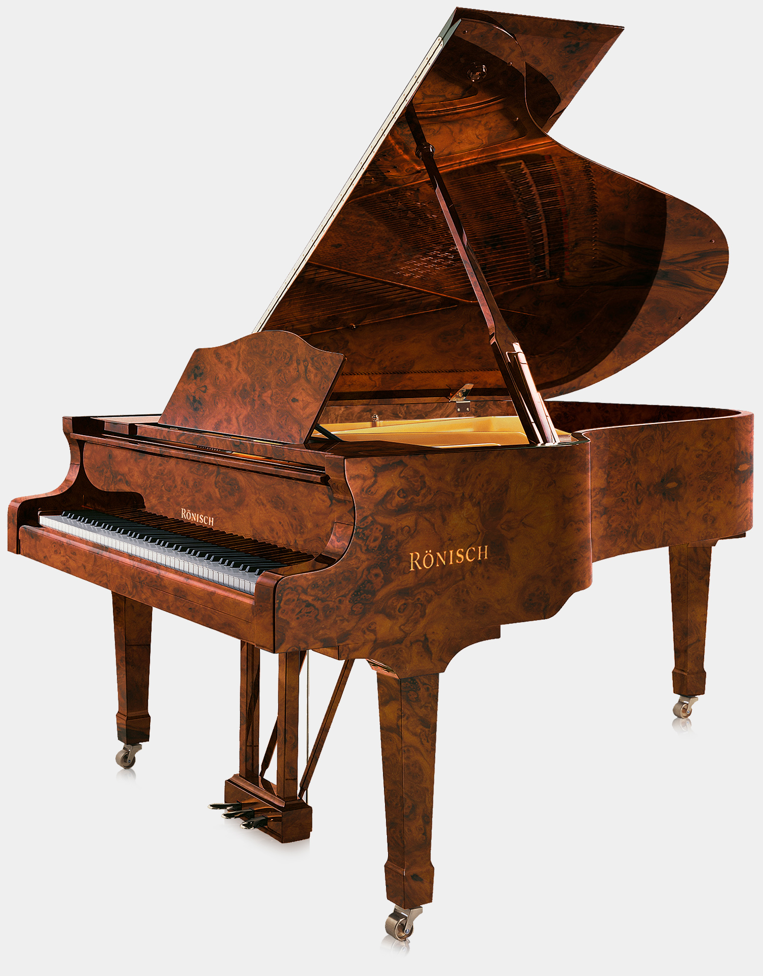 Rönisch 210 piano in Burl Walnut finish