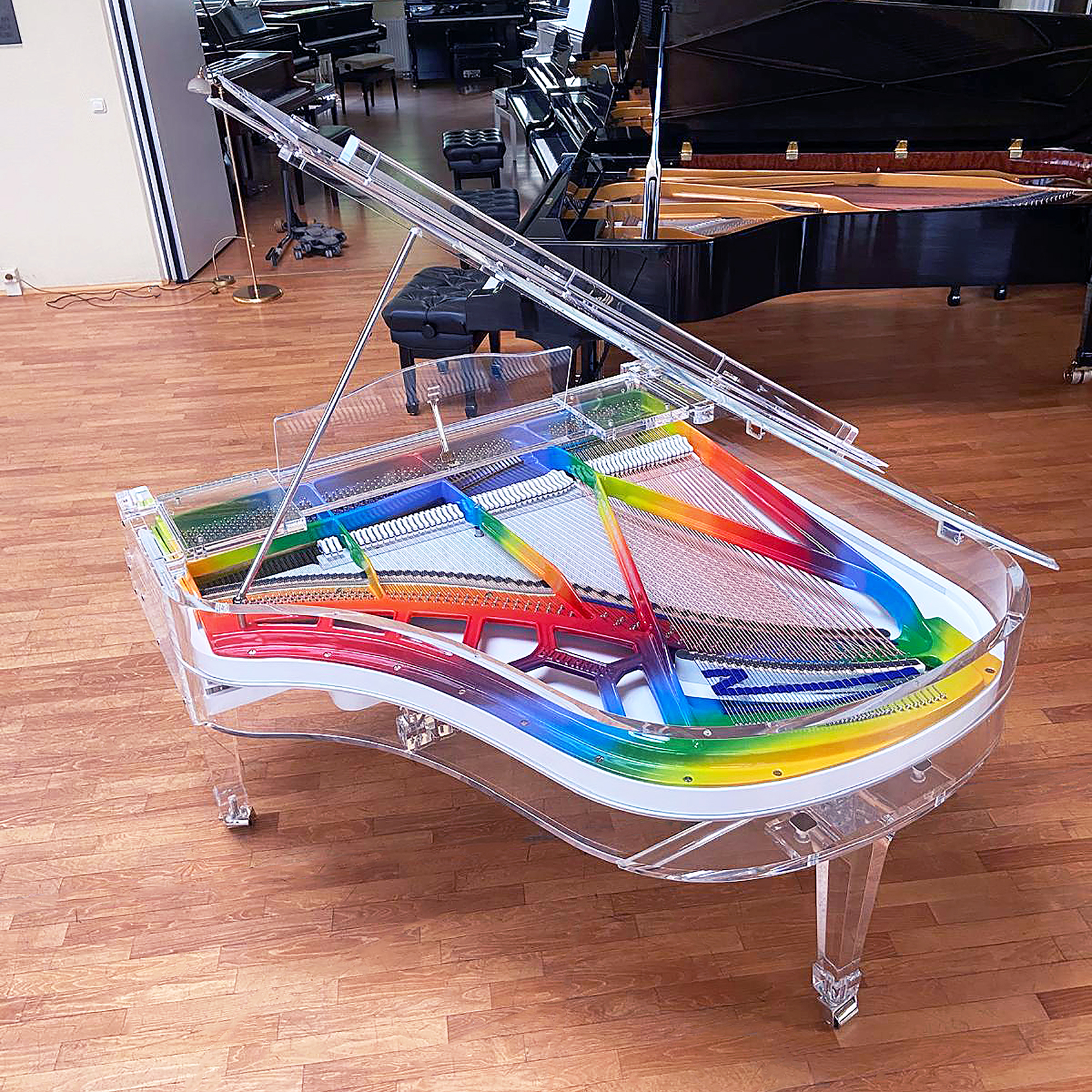 Blüthner iDyllic Grand Piano with rainbow coloured iron frame