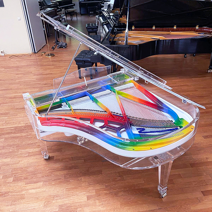 Blüthner iDyllic Grand Piano with rainbow coloured iron frame